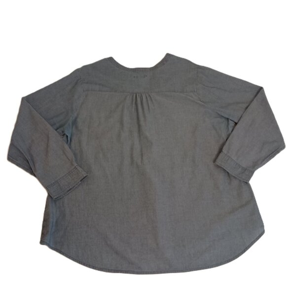 Old Navy Women’s Blue Cotton Pullover Buttoned Front V-Neck Top Size XXL - Picture 6 of 15